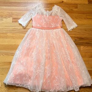 Lace and Peach Formal Dress Size 8/10